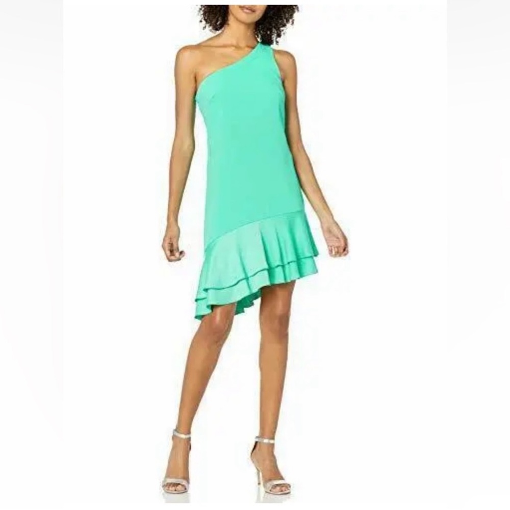 Trina Turk Green One-Shoulder Shift Dress 2
